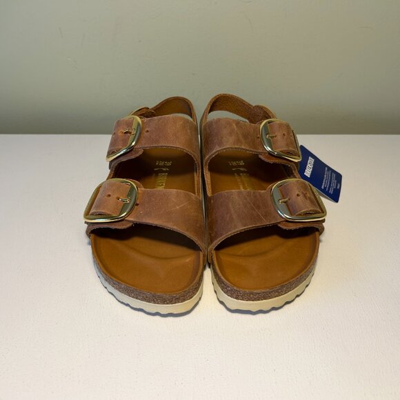 Birkenstock Milano Big Buckle Oiled Leather Sandals - Picture 4 of 15